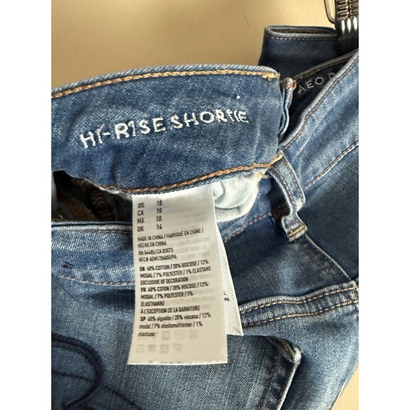 American Eagle Distressed Womens Shorts 10 Hi Rise Shortie Super Stretch Raw Hem - Picture 4 of 4